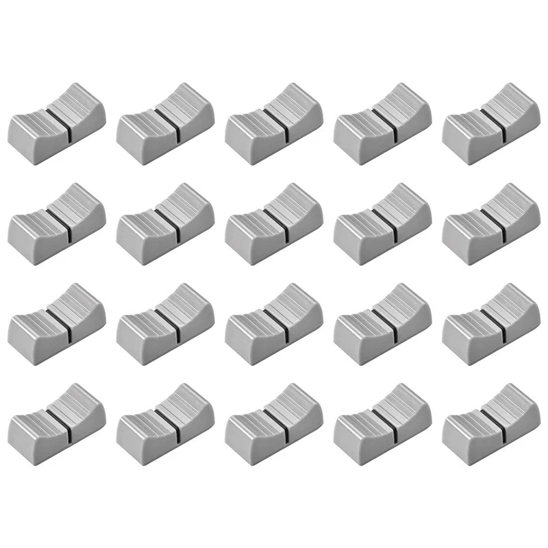 

20Pcs 24Mmx11mmx10mm Console Mixer Slider Fader Knobs Replacement For Potentiometer Gray Knob Black Mark