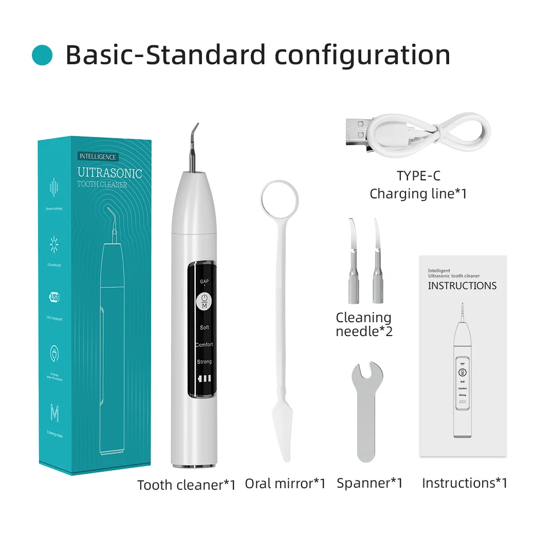 

Teeth Cleaning Machine Professional Ultrasonic Tooth Cleaner Water Flosser Dental 3 Modes Usb Rechargeable Deep Cleaning Tooth