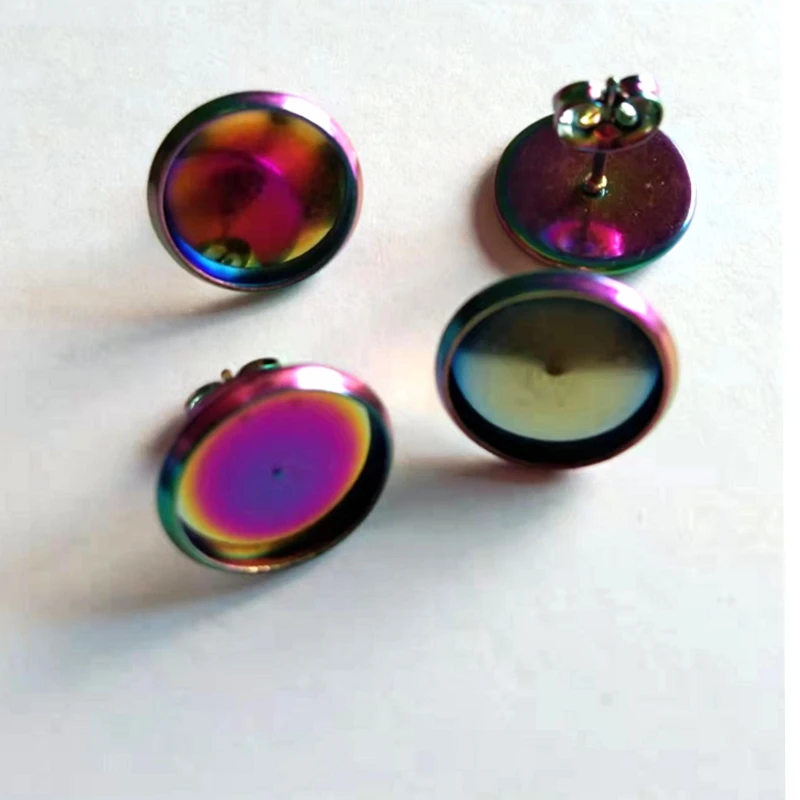 

New Arrival Inside 12mm Stainless Steel Earring Studs,Earrings Blank/Base ,Fit 12mm Glass Cabochons,Buttons;Earring Bezels