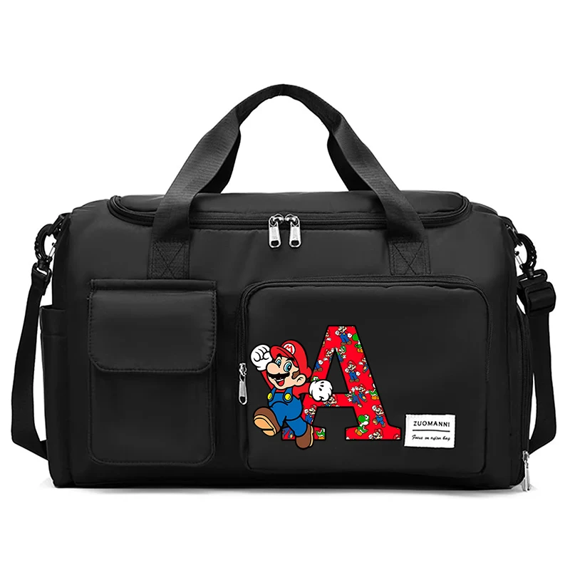 Super Mario Bros Cute Letter Tote Travel Bag Portable HandBag Large Capacity Storage Bags Gym Duffle Pack with Shoe Compartment