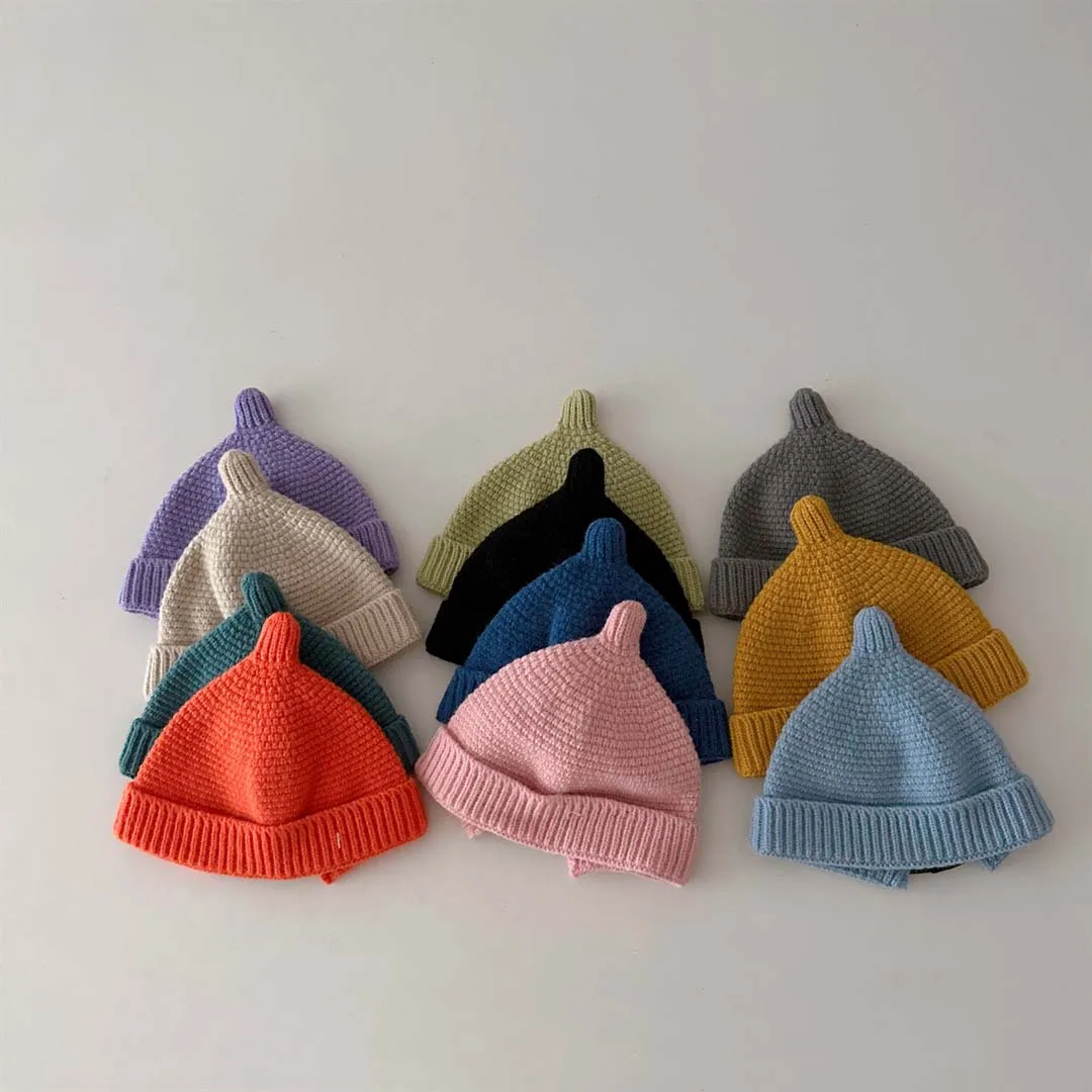 

Autumn Kids Knit Hat 2023 Baby Candy Color Kids Beanie Caps Baby Solid Color Soft Comfortable Baby Bonnet Caps