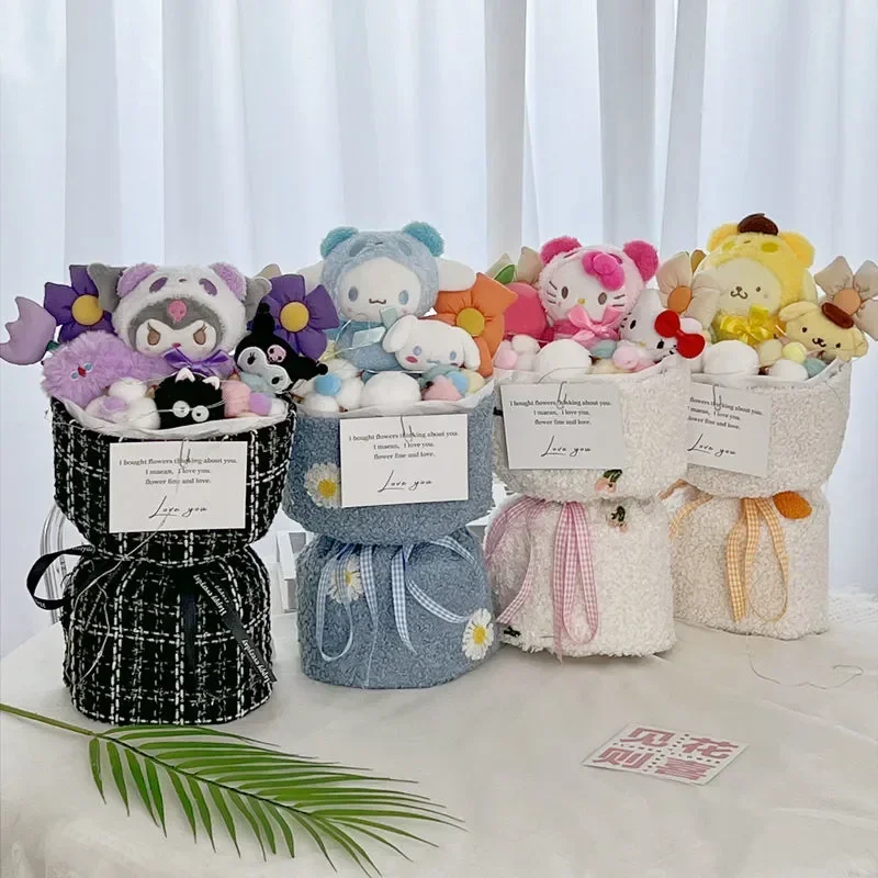 Новый Kuromi Cinnamoroll Mymelody Pompompurin Kawaii мультяшный кукольный букет аниме девушка
