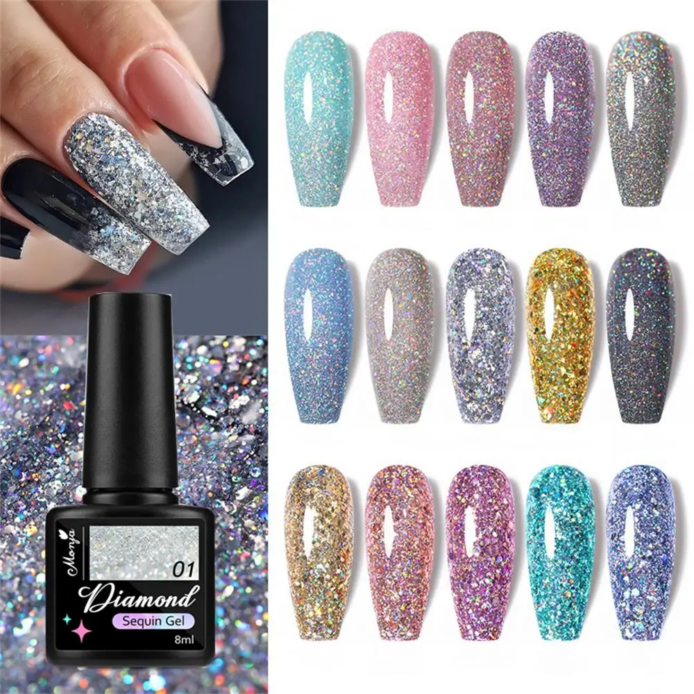 

8ml Glitter Sequins Gel Nail Polish Sparkly UV LED Soak Off Varnish For Manicure Semi Permanent Nail Art Gel Polish Accessories#