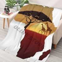 africa map landscape throws blankets collage flannel ultra soft warm picnic blanket bedspread on the bed
