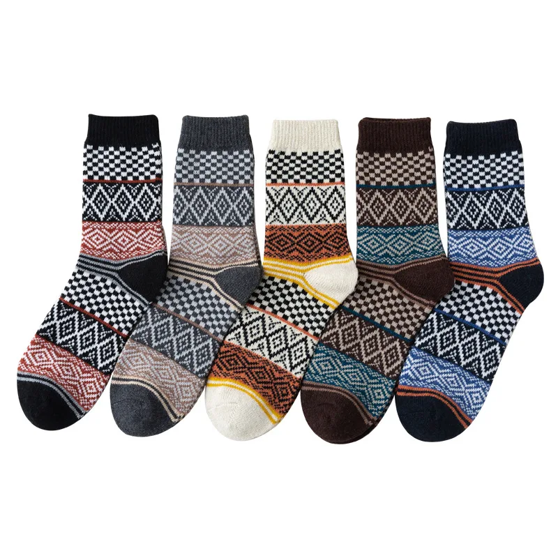 2021 Newest 5Pairs/lot Winter Warm Thicken Thermal Soft Casual Women Wool Socks Cashmere Home Snow Boots Home Floor Socks