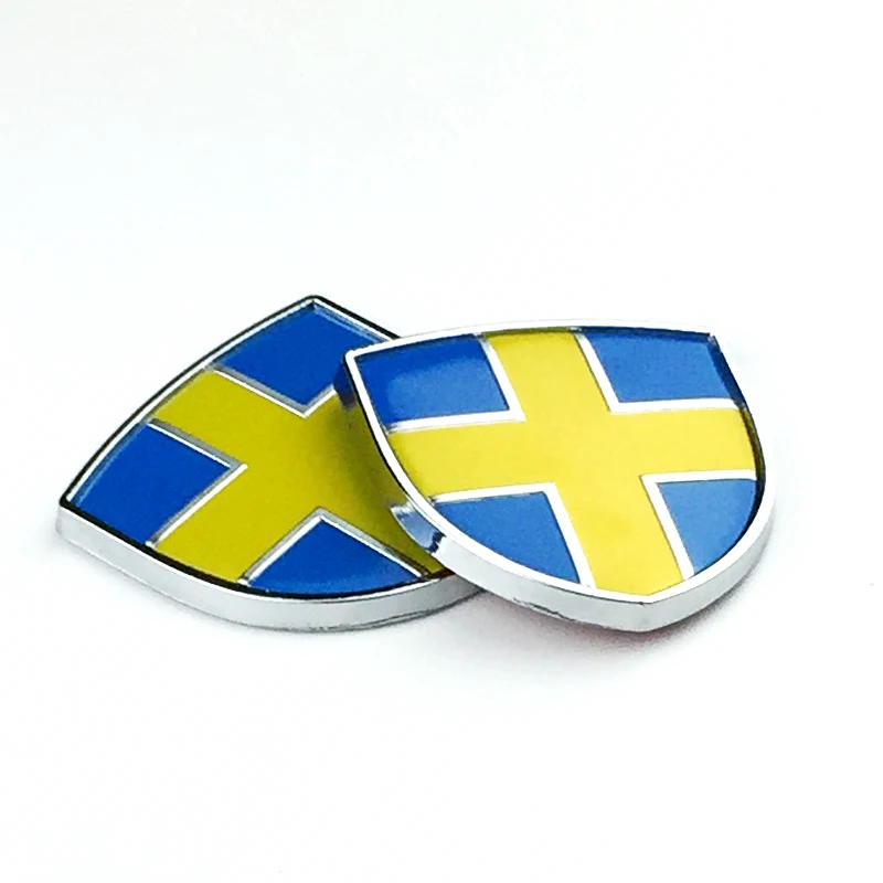 

1 Pcs car sticker alloy emblem trunk fender decoration style Auto body for Swedish flag Volvo Scania Koenigsegg accessories