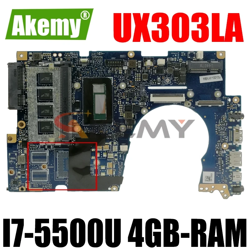 

Akemy UX303LNB Laptop motherboard for ASUS Zenbook UX303LAB UX303LA UX303LN UX303LB UX303L mainboard 4GB-RAM I7-5500U GM