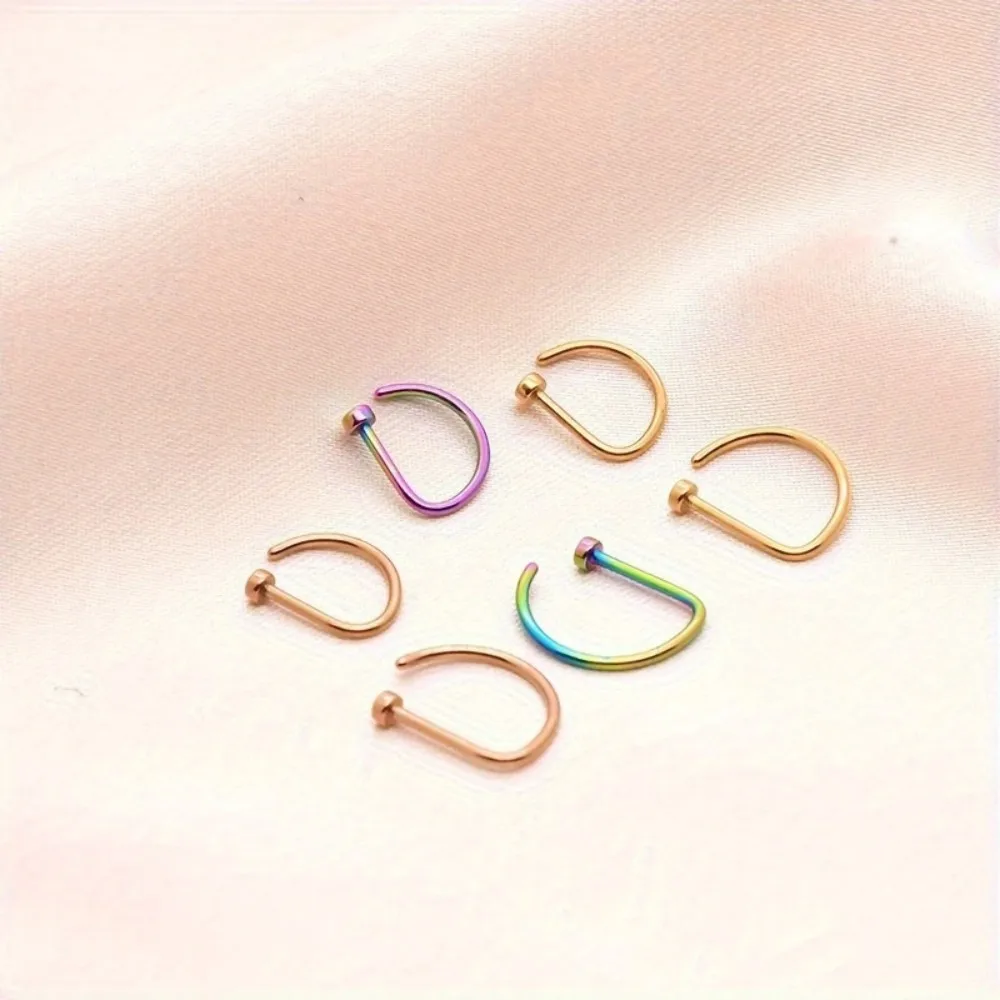 Кольца в носу без пирсинга 5 предметов модные зажимы из нержавеющей стали стиле