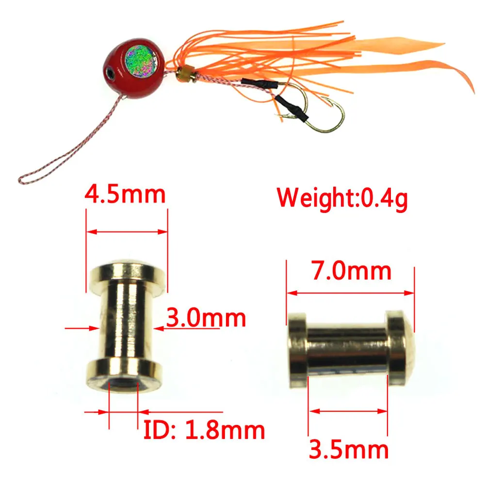 50PCS Copper/Plastic Slide Parts Saltwater Fishing Equipment Snapper Skirts and Rubber Tie Mule Maintenance Supplies 4 Types