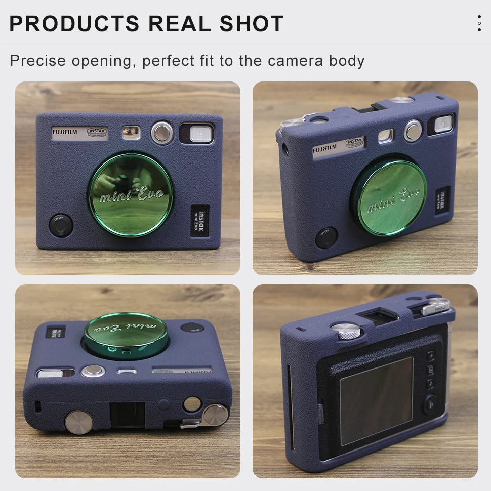 Фото Мягкий силиконовый чехол для камеры Fujifilm Instax Mini EVO, водонепроницаемый, пылезащитный, защитный чехол-сумка, зеленый, синий, черный, оранжевый №2