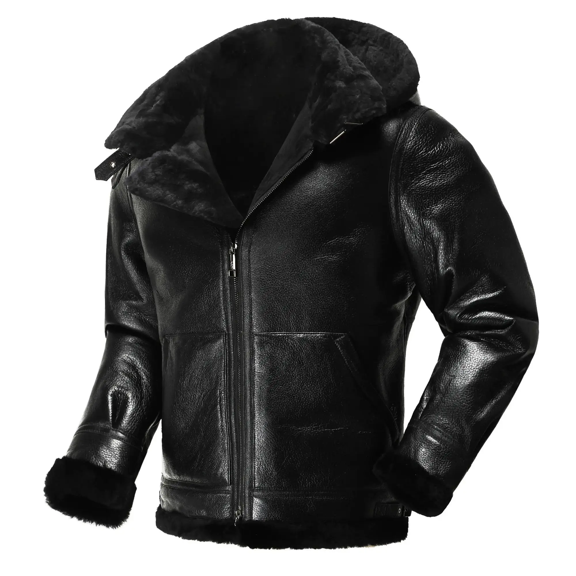 Мужская зимняя куртка из натуральной овечьей кожи