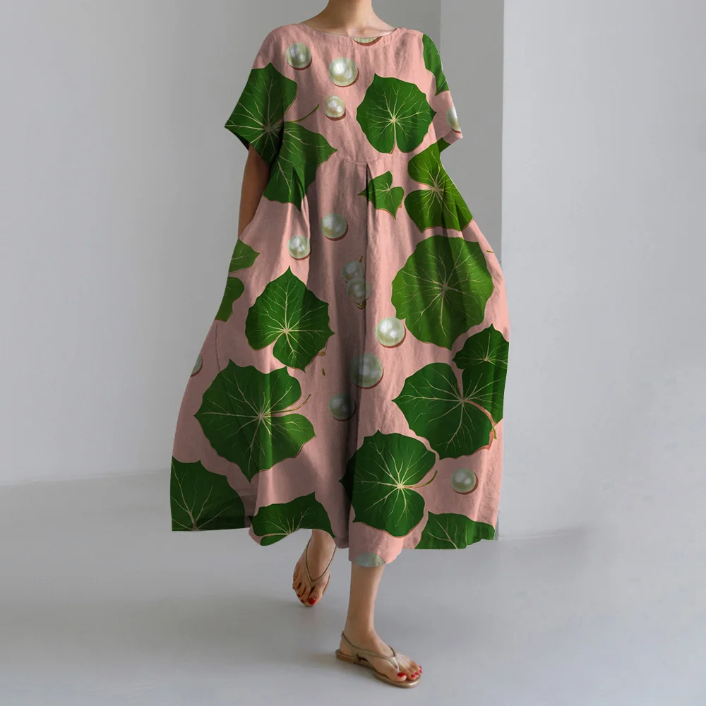 Женское винтажное платье с цветочным принтом Элегантное Длинное Платье круглым