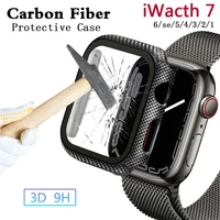 carbon protective case for apple watch 7 41mm 45mm 44mm 40mm 42mm 38mm watch covers frame bumper iwatch series 6 5 4 accessories