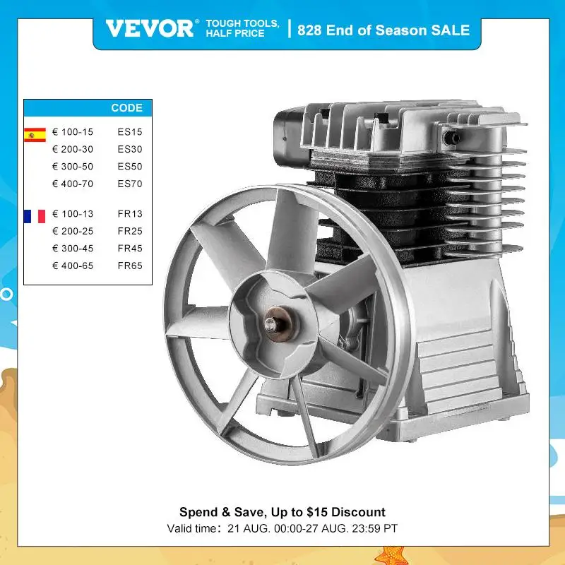 Heads 12cfm Twin Cylinder 3 Hp Single Stage 1300rpm Piston Pump Suitable For Farm Industry Machinery