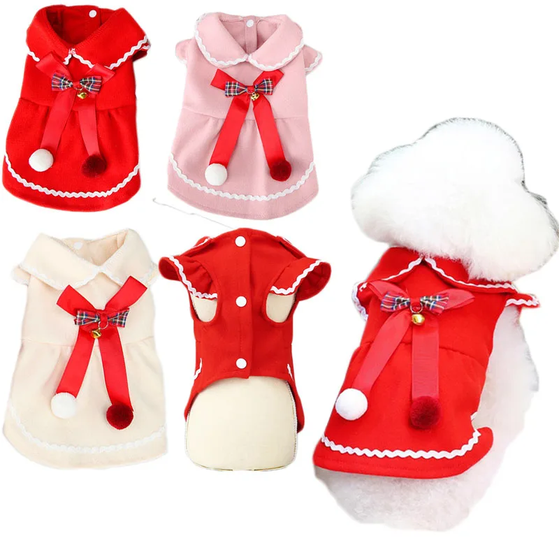 

Luxury Bow Jacket Pet Dog Clothes Autumn Winter Flying Sleeve Puppy Clothing Red Pink Cat Dog Coat Overcoat Pet Outfit Yorks XXL