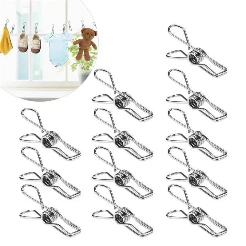 

100/10 Pcs Clothes Pins Multipurpose Stainless Steel Clips Clothes Pins Pegs Holders Clothing Clamps Sealing Clip Household