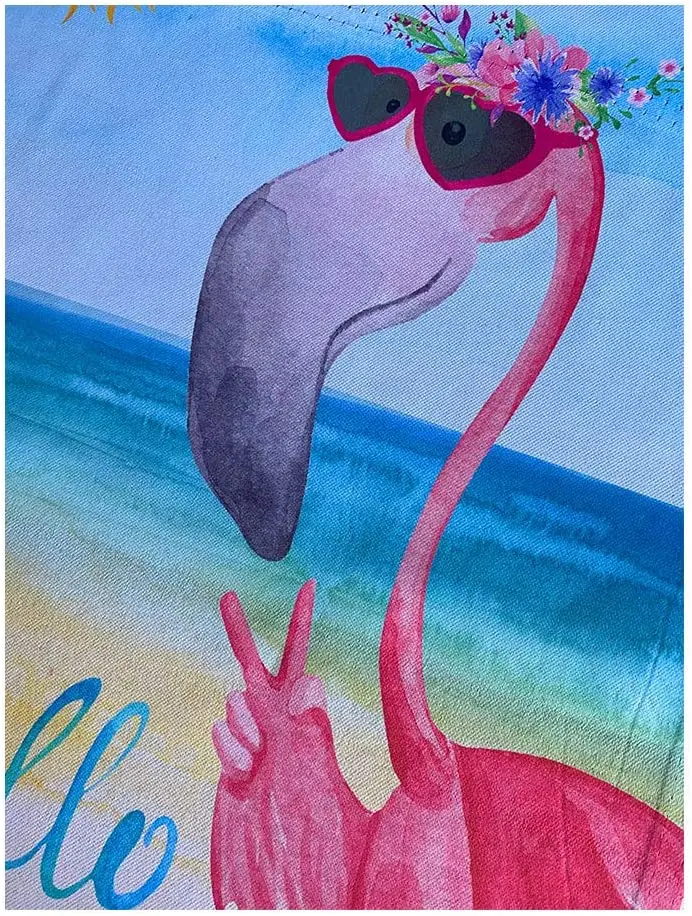 Двусторонний пляжный фламинго с цветочным рисунком 12x18 дюймов |