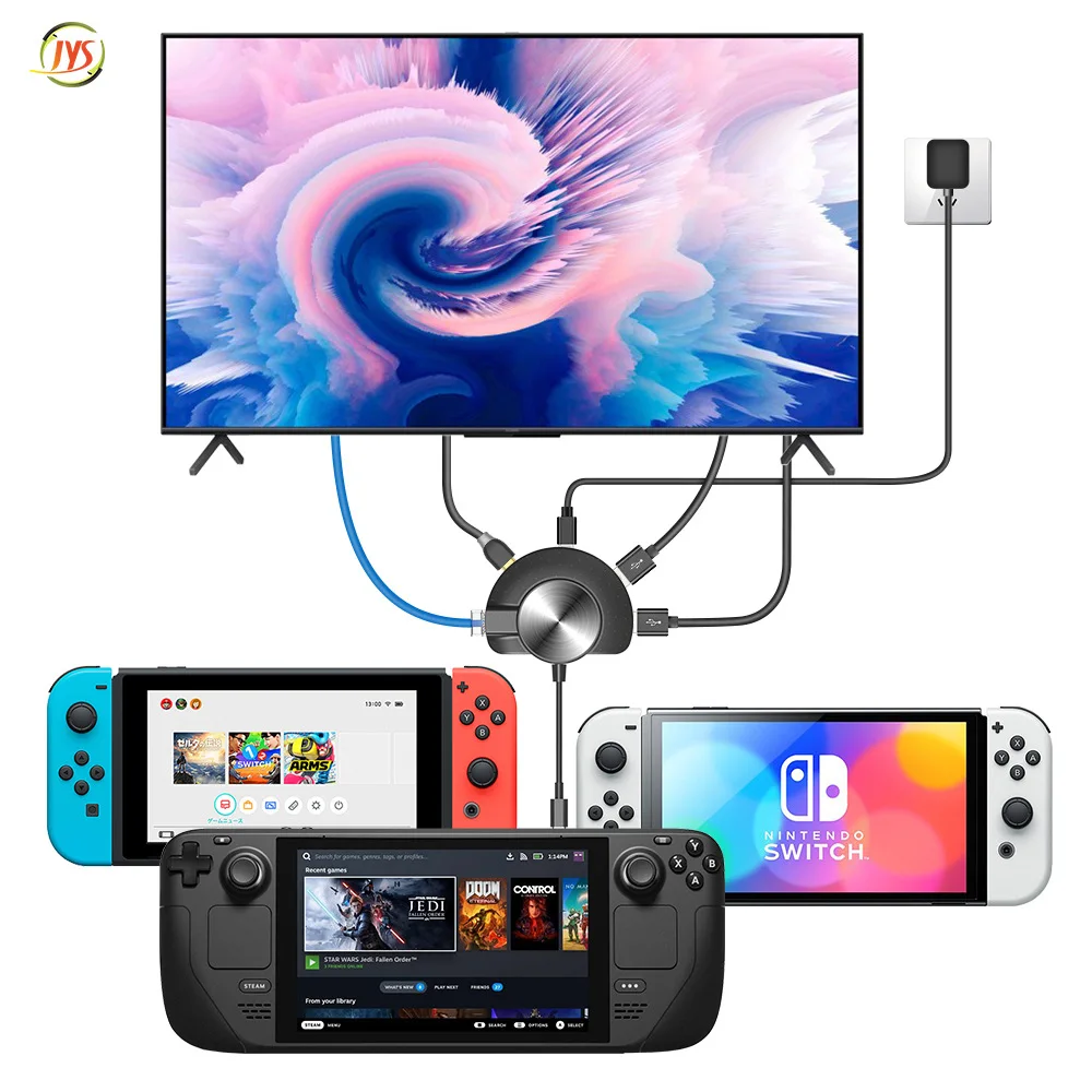 

JYS Steam Deck/Switch OLED/Switch universal TV screen converter with network port