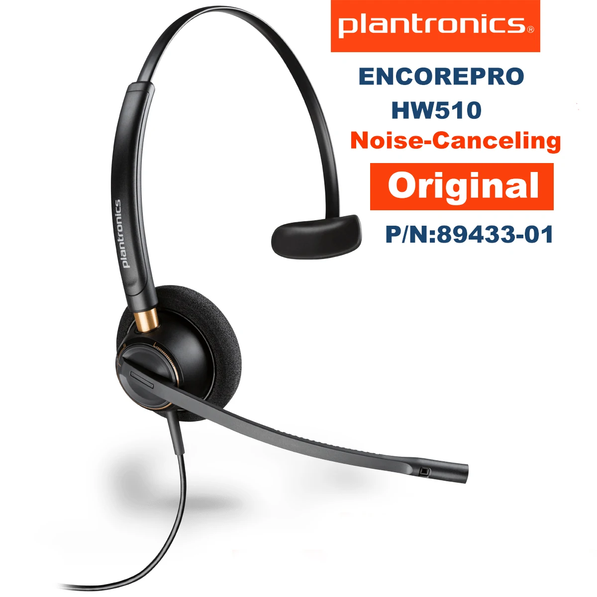 

POLY Plantronics EncorePro HW510 89433-01 Wired Headset, with Noise-Canceling Microphone with QD Plug ,Updated version of HW251N