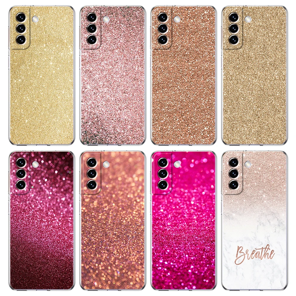 

Pink Glitter Transparent Cover for Samsung Galaxy S22 S20 S21 FE Note 20 10 Ultra S10 S10E S9 M21 M22 M31 Lite Plus Case Fundas