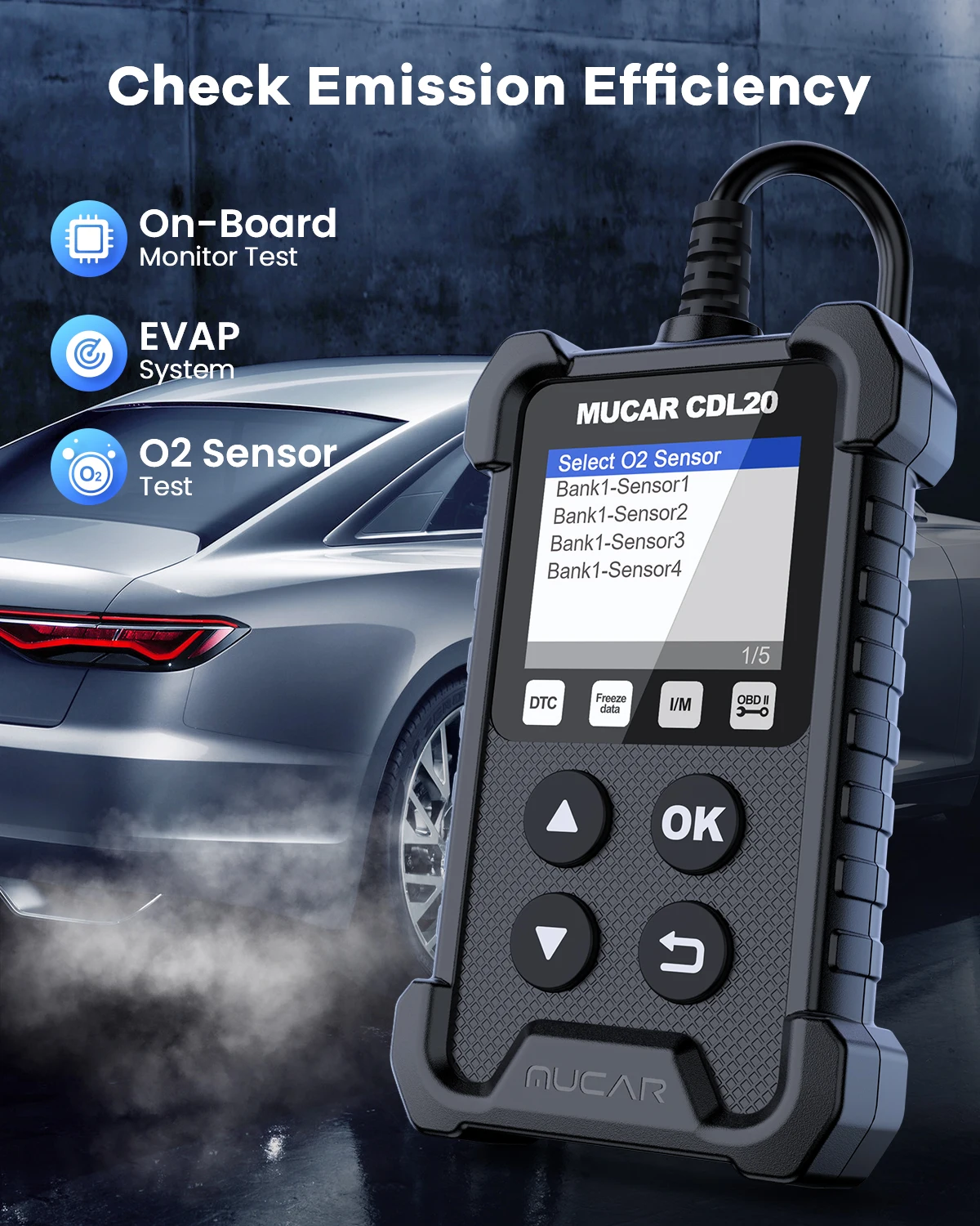 Фото Диагностический сканер MUCAR CDL20 OBD2, усовершенствованный считыватель кодов неисправностей двигателя OBDII/EOBD, диагностический инструмент для всех автомобилей №3