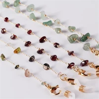strawberry quartz amethyst green aventurine chip crystal glasses chain for women men sunglass lanyard strap string gold