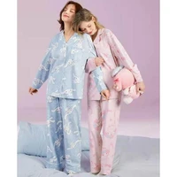 kawaii cartoon hellokittys mymelody cinnamoroll spring and summer lapel loose casual pajamas couple pajamas set home service