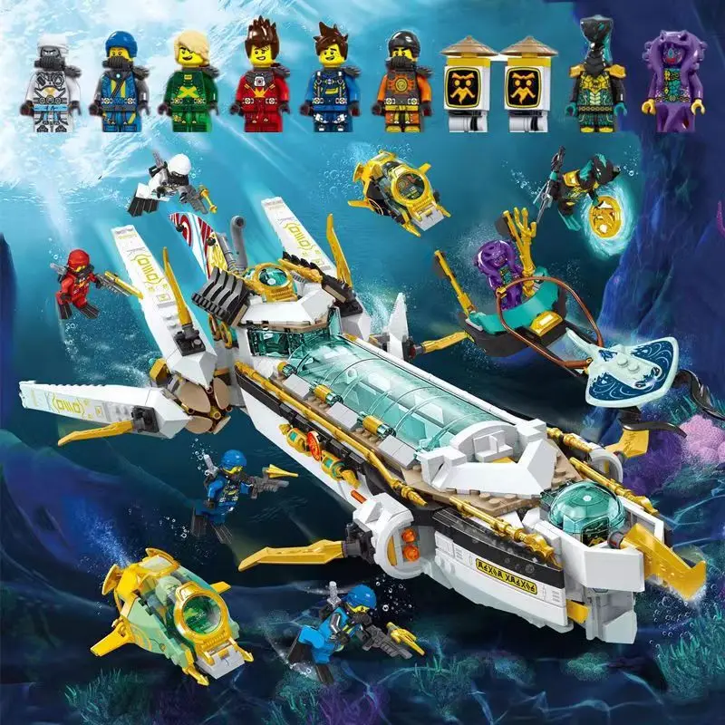

1218pcs Hydro Bounty submarine Mech Sub Speeder 71756 Building Blocks Kit Bricks Classic Movie Model Kids Toys Christmas Gift