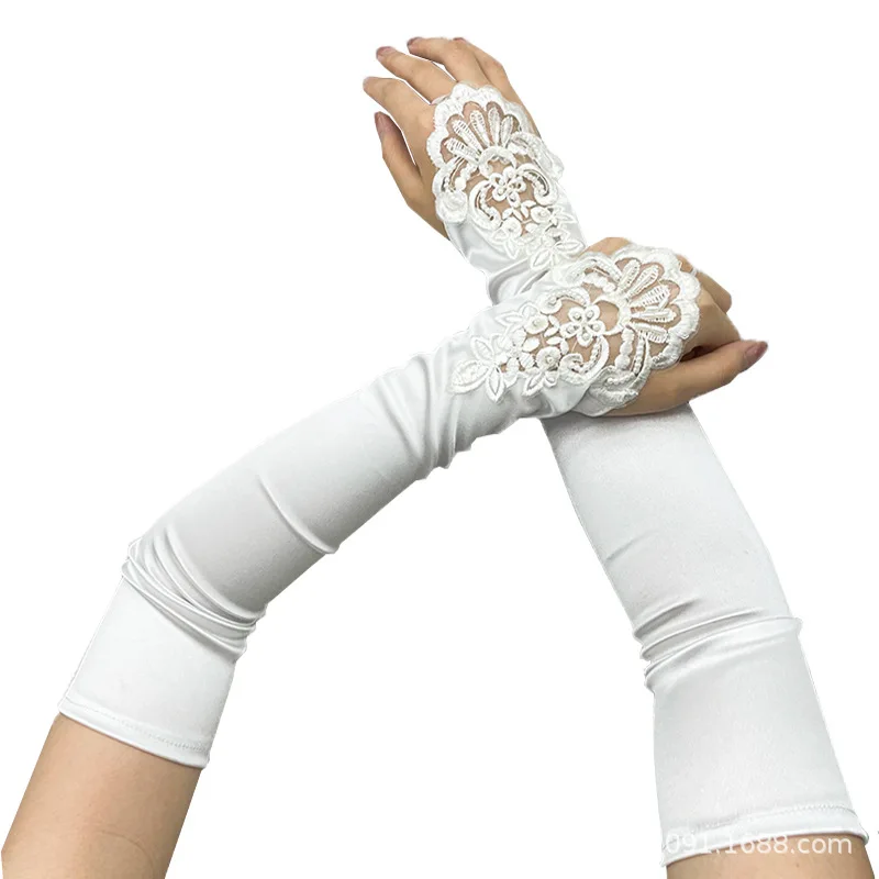 Женские Эластичные атласные перчатки с лепестками для косплея Хэллоуина ужина