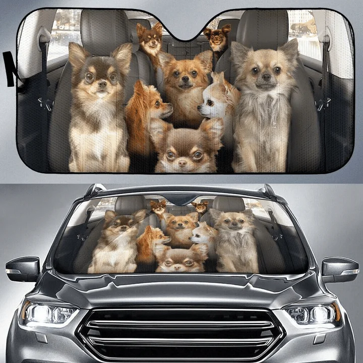 Cute Chihuahua Dog Family Car Auto Sun Shade for Men Women Funny Design Interior Accessories Windshield Sunshade Cover Universal Cute Chihuahua Dog Family Car Auto Sun Shade for Men Women Funny Design Interior Accessories Windshield Sunshade Cover Universal