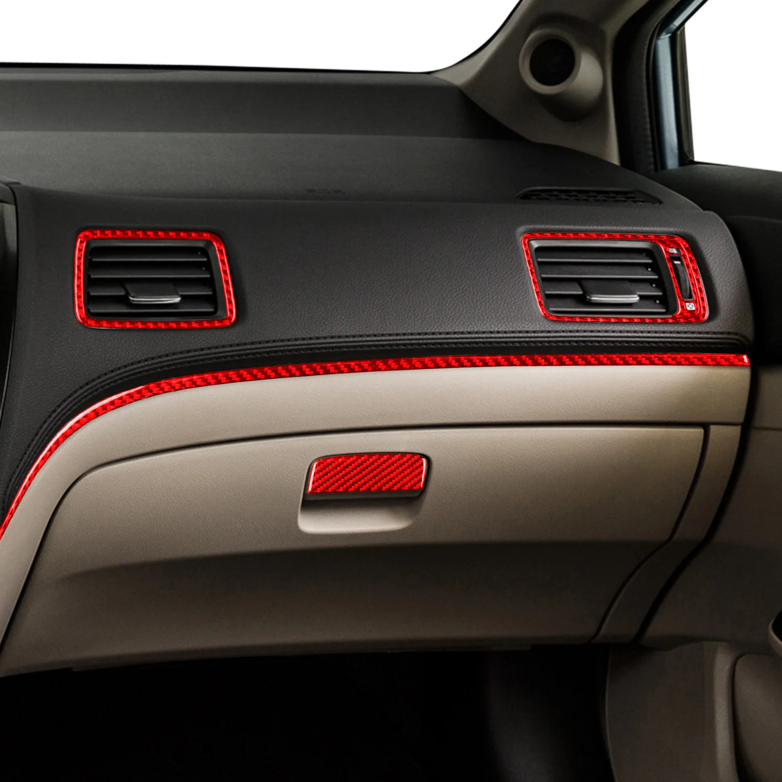 Красная центральная консоль из углеродного волокна для Honda Civic 9 2012-2015