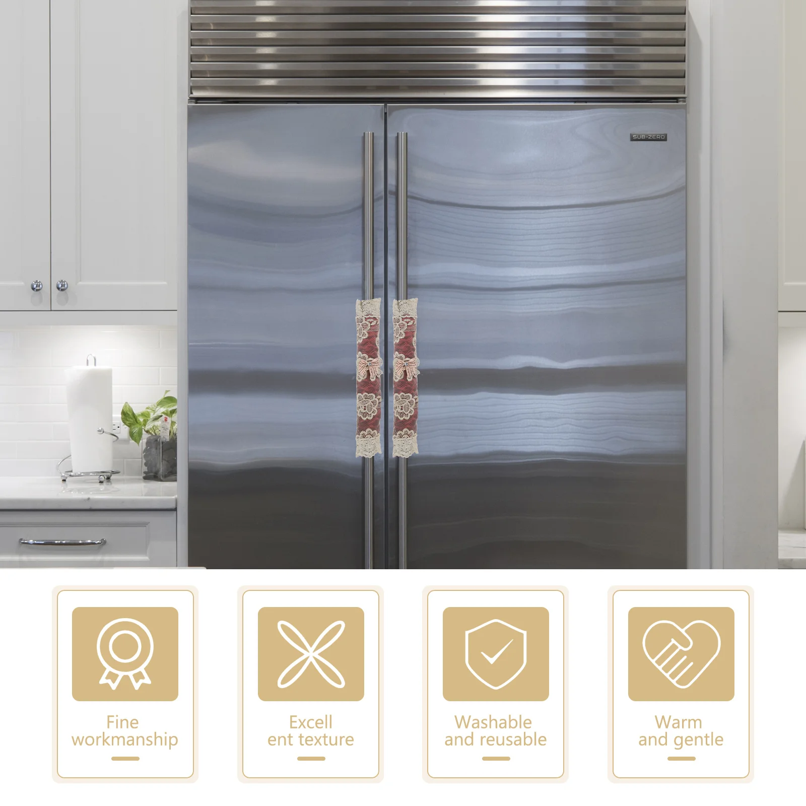 

Handle Cover Door Protector Oven Appliance Kitchen Refrigerator Decor Wrap Handles Covers Fridge Microwave Dishwasher Knob Lace