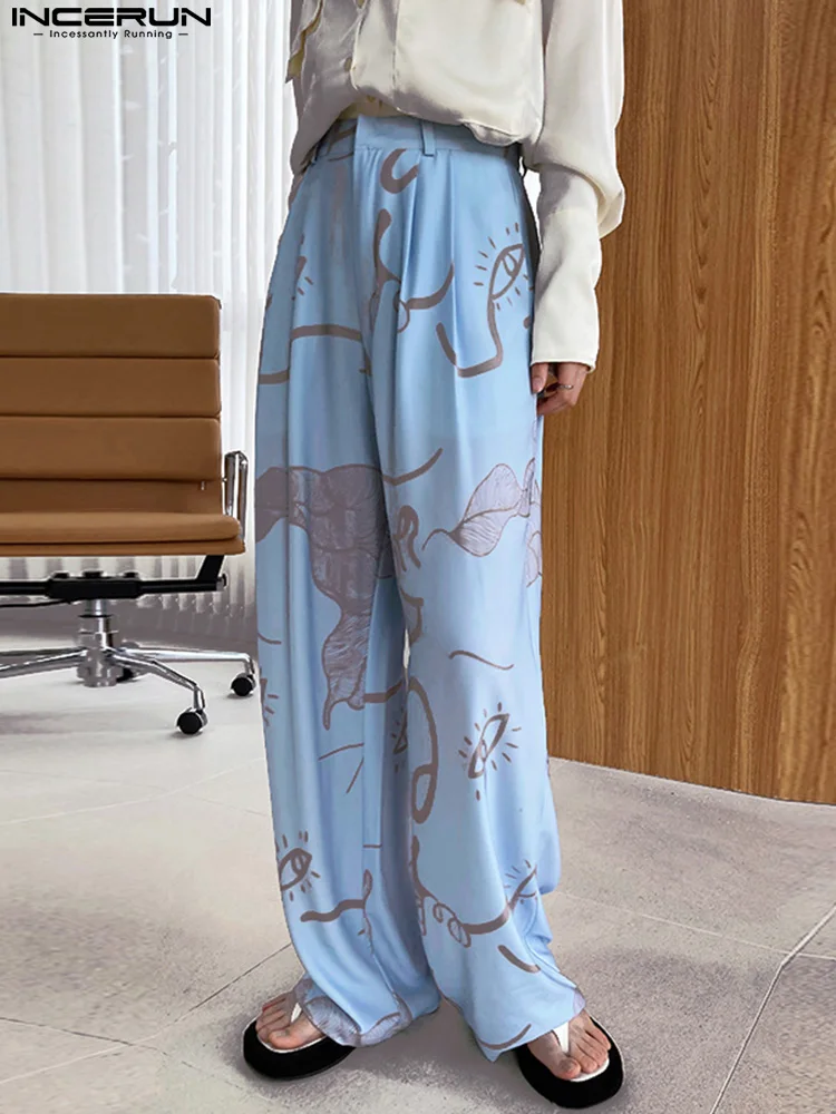 

Модные повседневные стильные новые мужские брюки с принтом INCERUN 2022 уличная одежда Универсальные Длинные Брюки Стильные мужские прямые брюк...