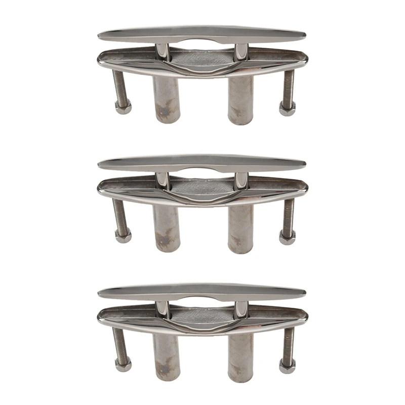 New3pc Marine 316 Stainless Steel Boat Pull Up Flush Mount Lift Cleat Bolts Yacht Boats Accessories 6 Inch