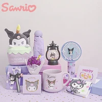 Sanrios Kuromi Doll Gift Box Set Kawaii Bouquet Greeting Card Night Light Mug Fan Umbrella Girlfriend Best Friend Birthday Gifts