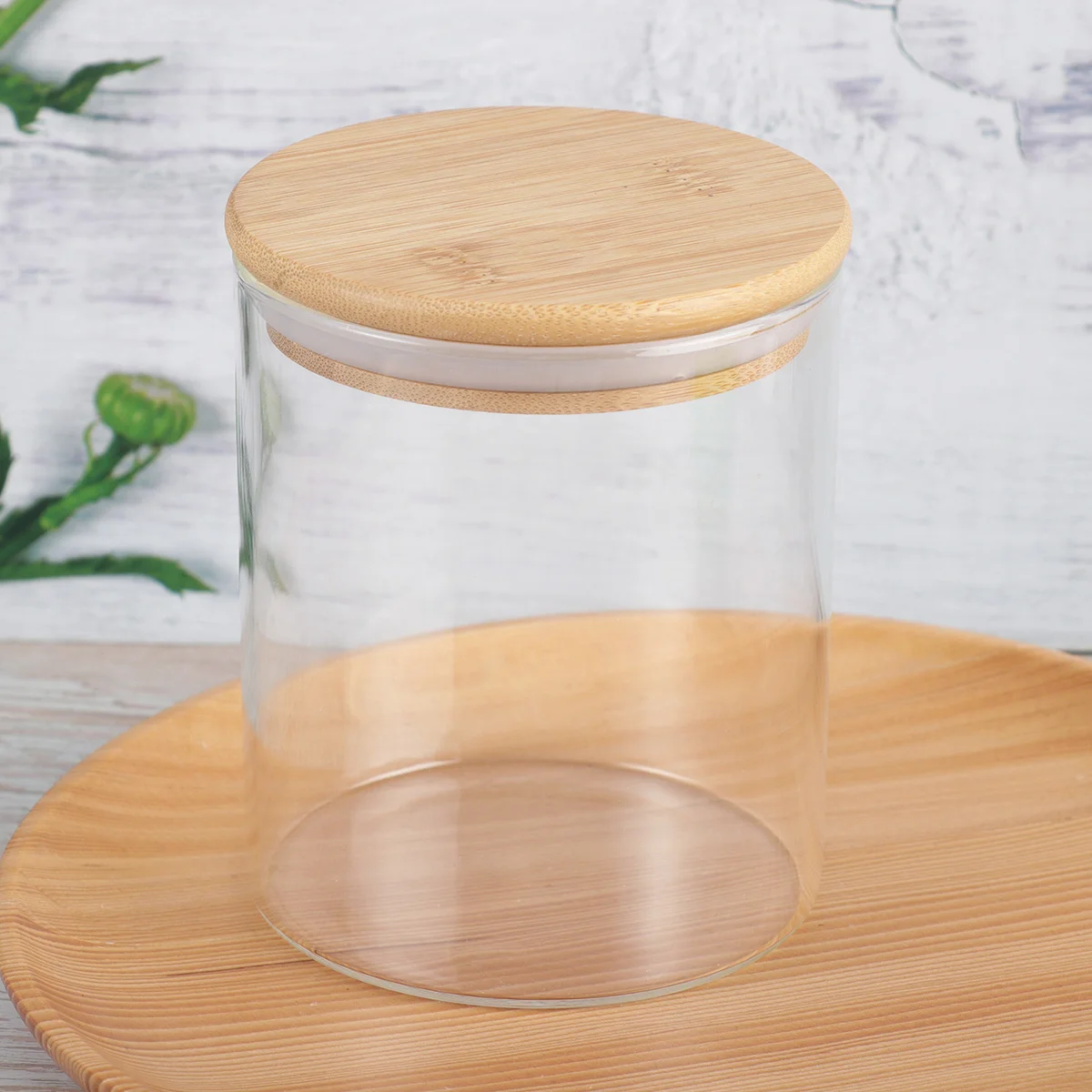 

Jar Storage Container Sealed Canister Kitchen Jars Cereals Tea Nuts Grains Clear Lid Wood Holder Cereal Candy Seasoning Serving