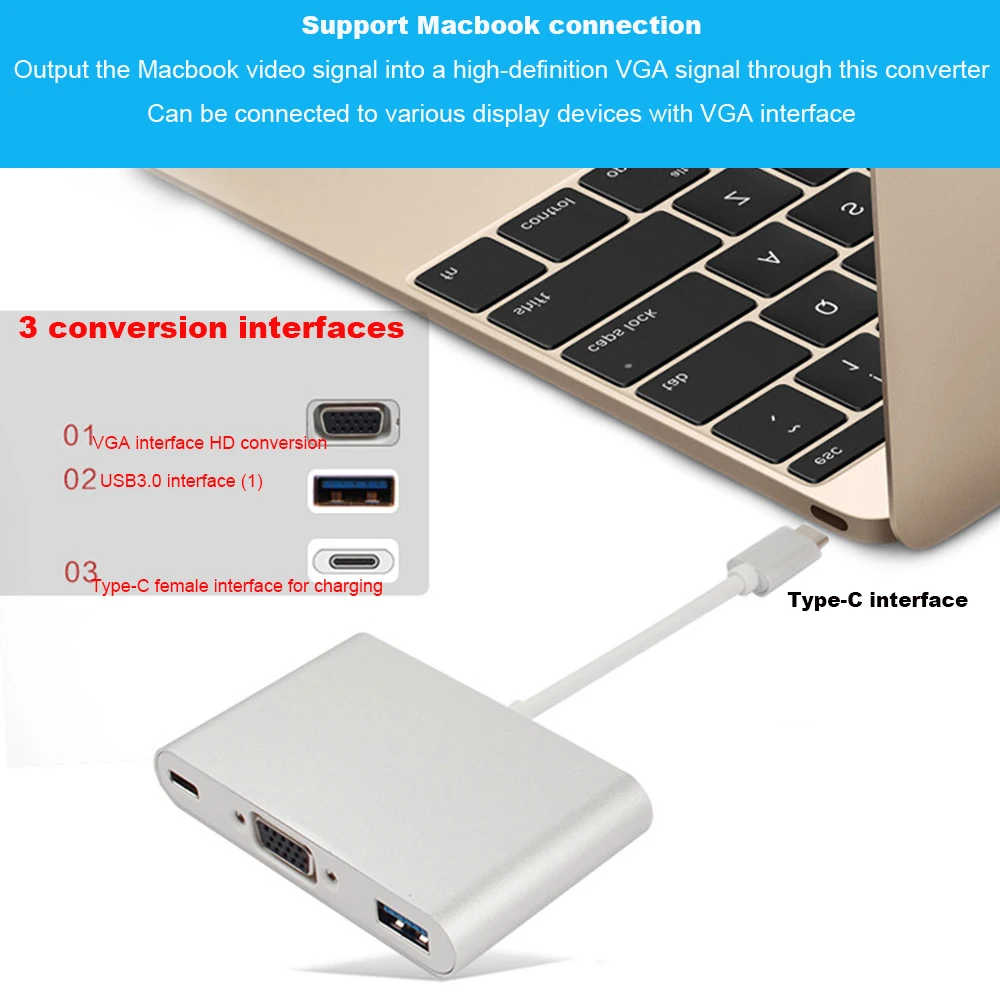 Конвертер KuWFi Type-C в VGA USB3.0 Hub для MacBook Nintendo Samsung S20 Dex Huawei P30 Dock Xiaomi 10 TV со скидкой 80% дешево на