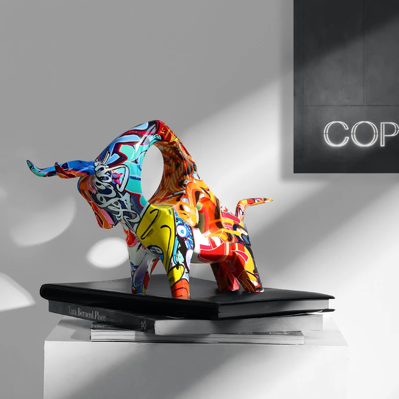 

Home Decor Creative Cattle Statue Nordic Modern Figurine Living Room Office TV Cabinet Decorative Home Decoration Accessories