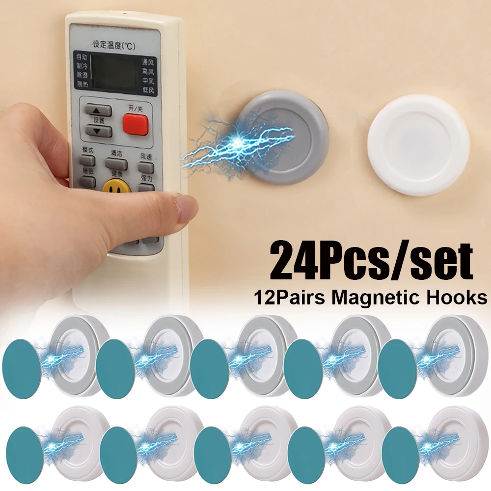 24Pcs Magnetische Haken Wand Halterung Starke Magnet Halter Haken Für Kühlschrank Aufkleber Fernbedienung Lagerung Organizer Haken