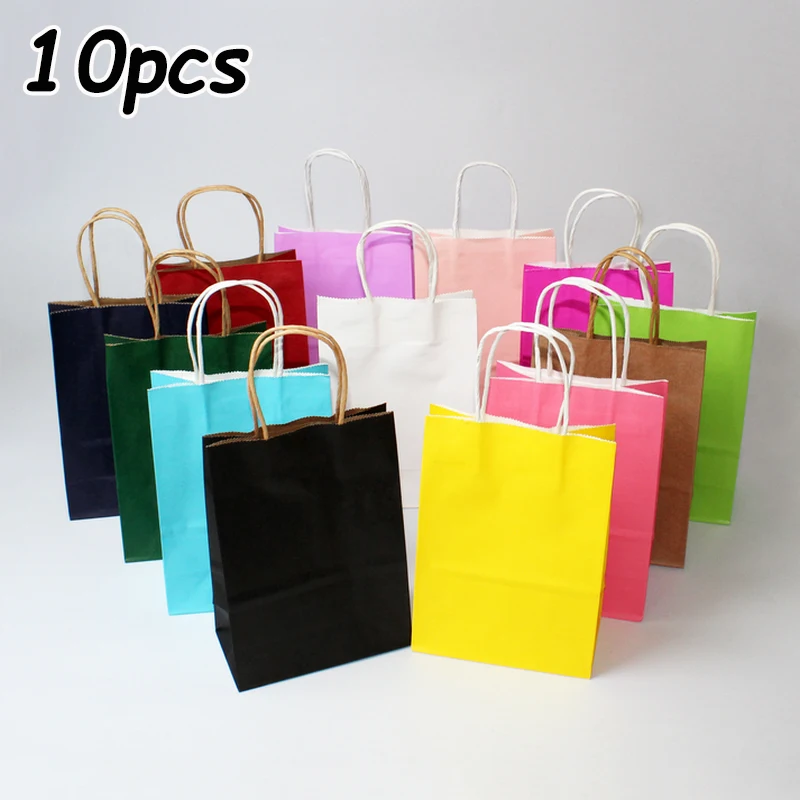 

10 Pieces of Gift Wrapping Kraft Paper Bag Birthday Party Wedding Christmas New Year Children Gift Cookies Snacks Decoration