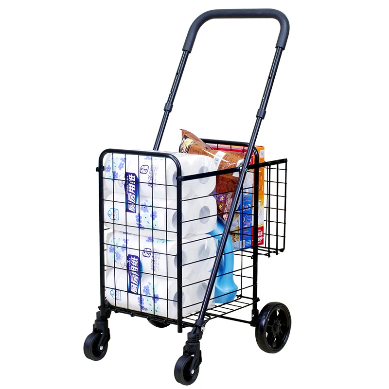 Household Shopping Cart with Wheels, Can Load 40KG, Foldable Stall Trolley For Groceries