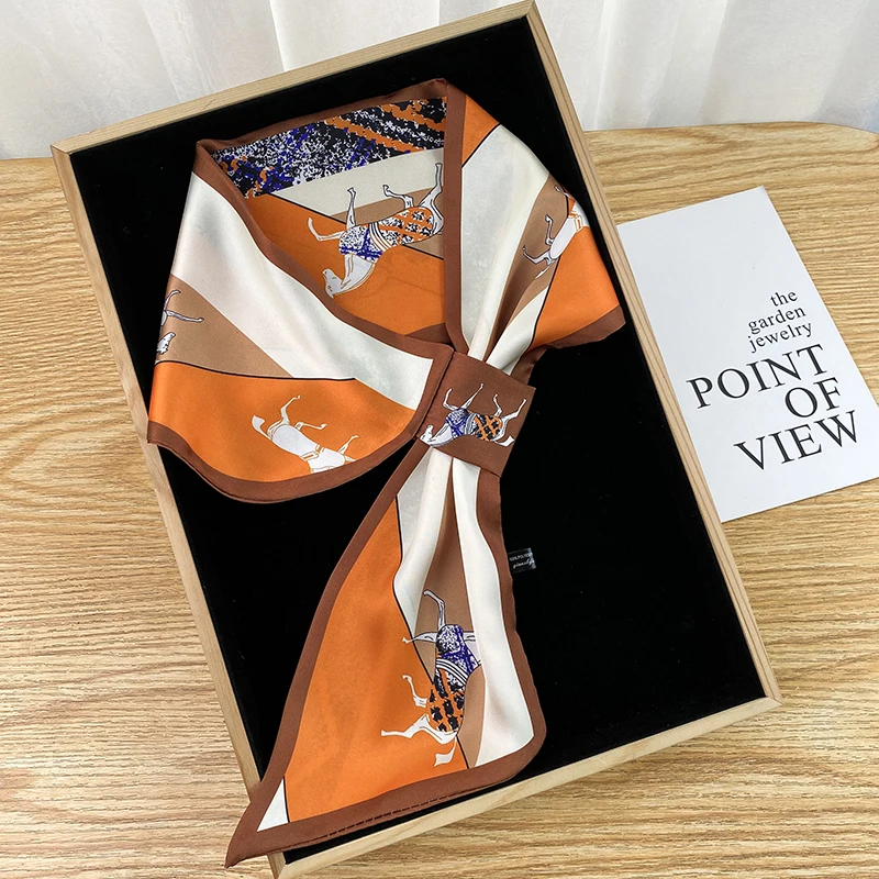 Дизайн шарфа с принтом лошади корейского стиля из шелка для женщин.