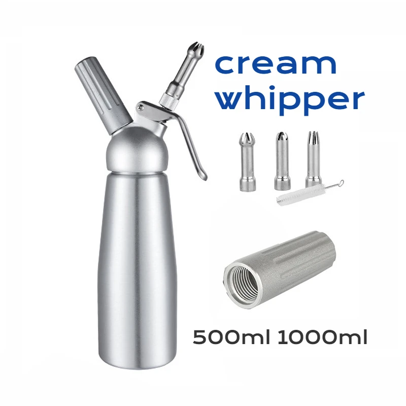 500 1000ml Cream Foam Gun Cake Piping Gun Stainless Steel Siphon Squeeze Bottle Dessert Tool Cream Whippers Kitchen Accessories
