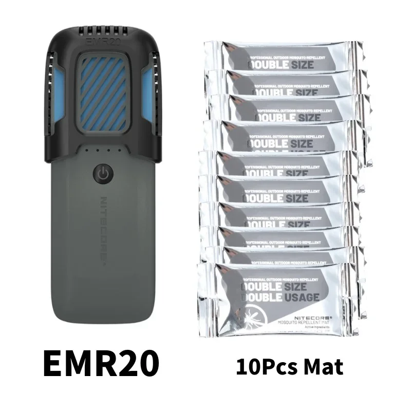 

NITECORE EMR20 Портативный отпугиватель комаров USB-C перезаряжаемый со встроенным аккумулятором емкостью 10000 миллиампер, весом 227 грамм