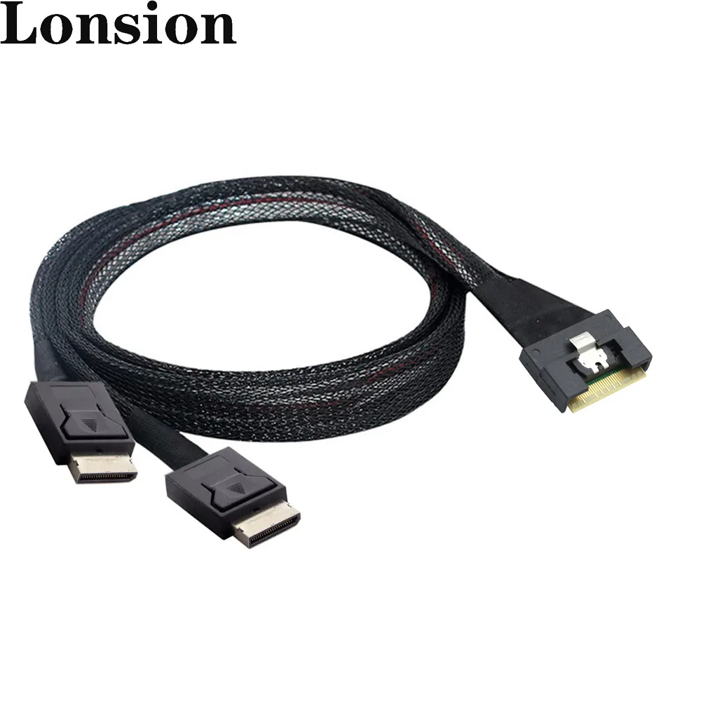 Высококачественные Кабели PCIE Slimline SAS SFF-8654 8i to 2 OCulink 8611 4i с защитой от перегрева/штепсельной вилки