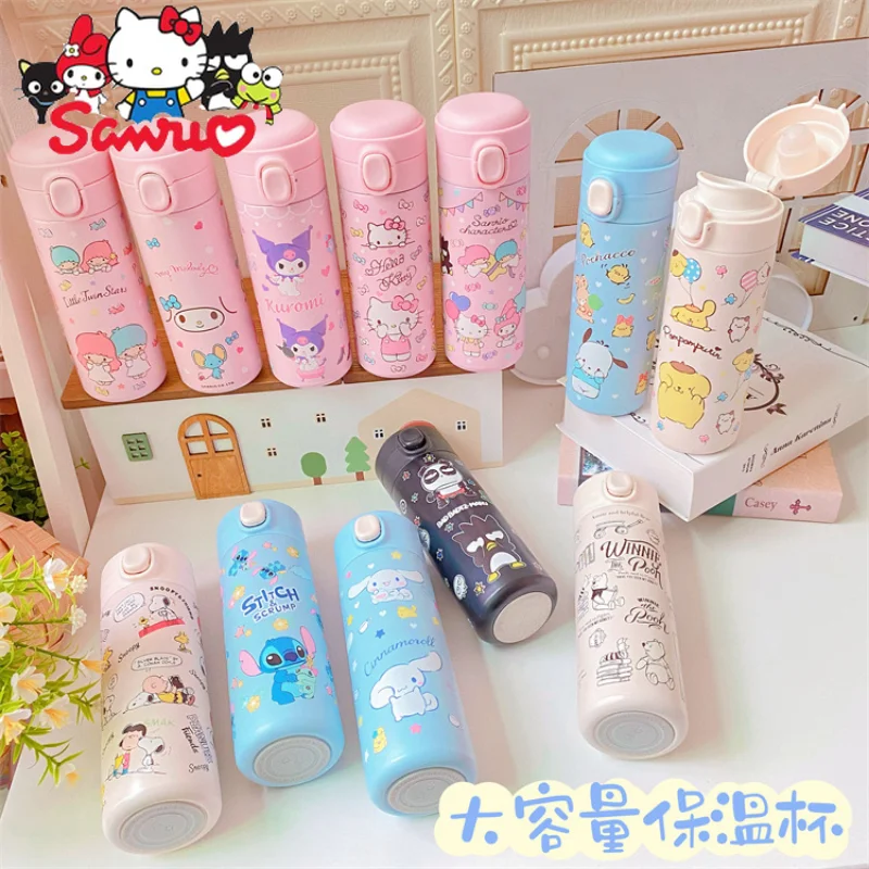 Sanrio Melody Kuromi Hello Kitty Cinnamoroll почтовый термос чашка Студенческая чашка для воды поп-пряжка чашка студенческий офисный чайник 420 мл