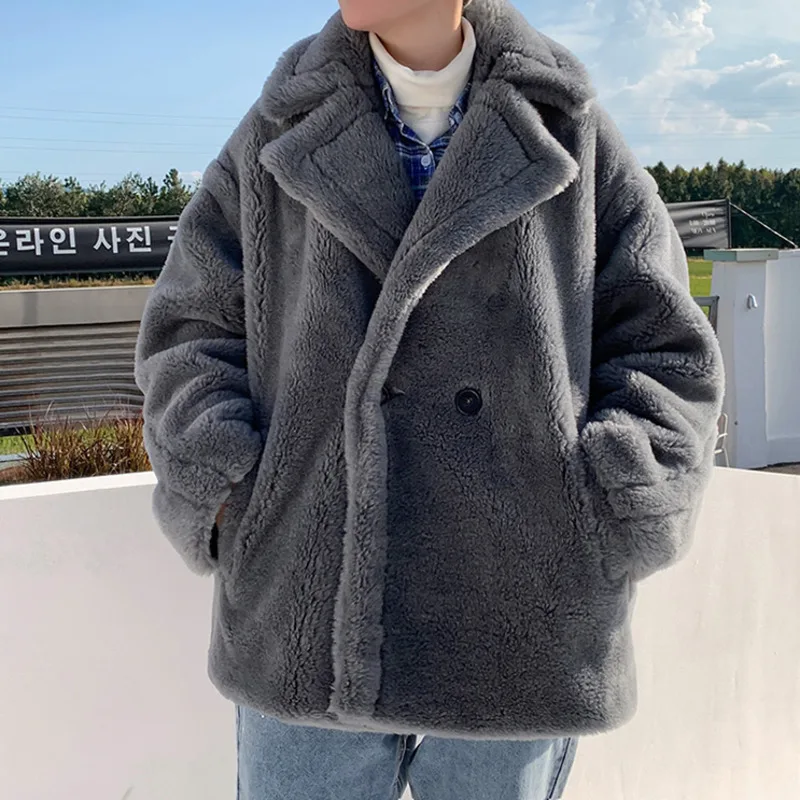 Teddy coat short lamb wool loose thickened coat men's large warm cotton coat b288-mj601-p155