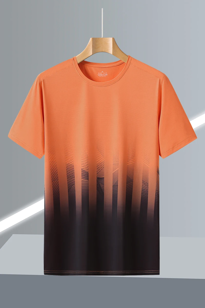 Футболка Летняя быстросохнущая из вискозы с принтом и круглым вырезом