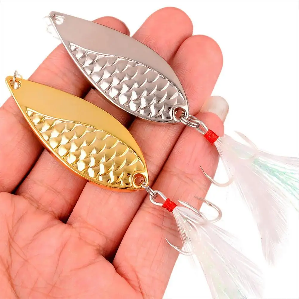 

2.5g-20g Fishing Lures With Feather Treble Hooks Fishing Rotating Spoon For Saltwater Freshwater