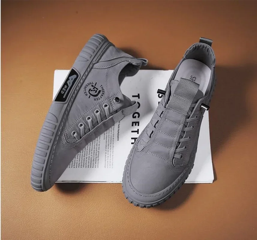 Туфли мужские из вискозы дышащие холщовые кроссовки без шнуровки повседневная